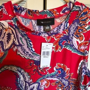 AB Studio Vibrant Paisley Top in Red and Purple